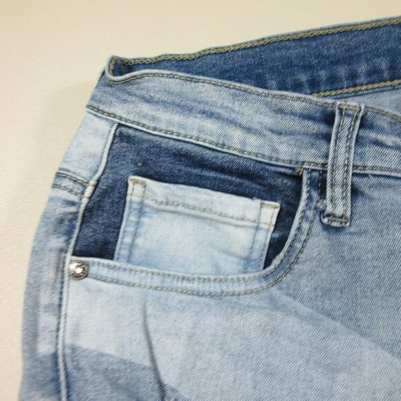 Venus womens dark medium light wash distressed patchwork skinny jeans 8x30 EUC - Picture 3 of 13